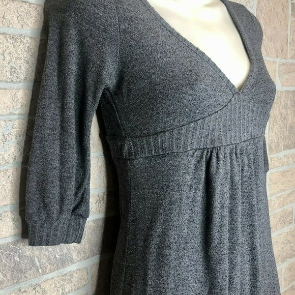 Kimche Blue V-Neck Tunic Dark Grey Women's Top 3/4 Sleeve Form Fitting Size S - Picture 4 of 8